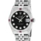 Rolex Womens Midsize 31mm Black Diamond Lugs & Ruby Datejust Wristwatch