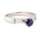 1.15 ctw Blue Sapphire And Diamond Ring - 18KT White Gold