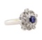 0.88 ctw Blue Sapphire And Diamond Ring - 14KT White Gold