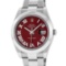 Rolex Mens SS 41MM Red Roman Diamond Datejust 2 Oyster Band Wristwatch With Box