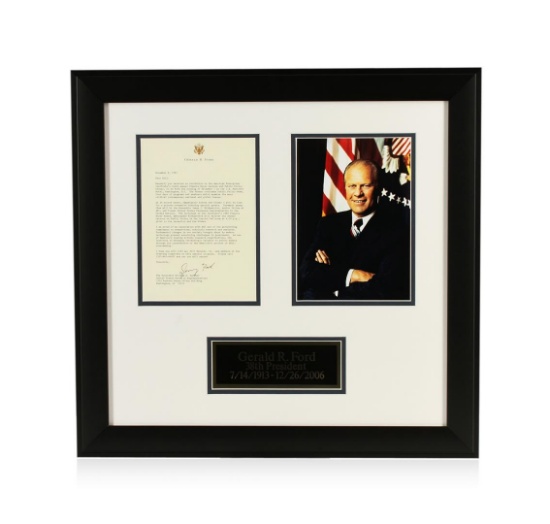 Gerald R. Ford Signed Letter Display PSA Certified