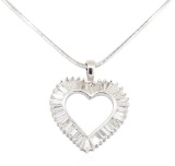 1.00 ctw Diamond Pendant And Chain - 14KT White Gold