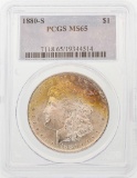 1880-S $1 Morgan Silver Dollar Coin PCGS MS65 AMAZING TONING