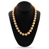 10 - 14mm Golden South Sea Pearl 14K Yellow Gold Necklace