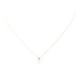0.01 ctw Diamond and Pearl Pendant with Chain - 14KT Yellow Gold