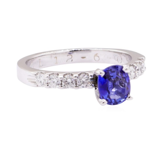 1.11 ctw Blue Sapphire and Diamond Ring - 14KT White Gold