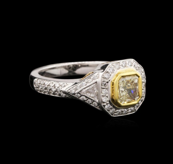 18KT Two-Tone Gold 1.23 ctw Fancy Light Yellow Diamond Ring