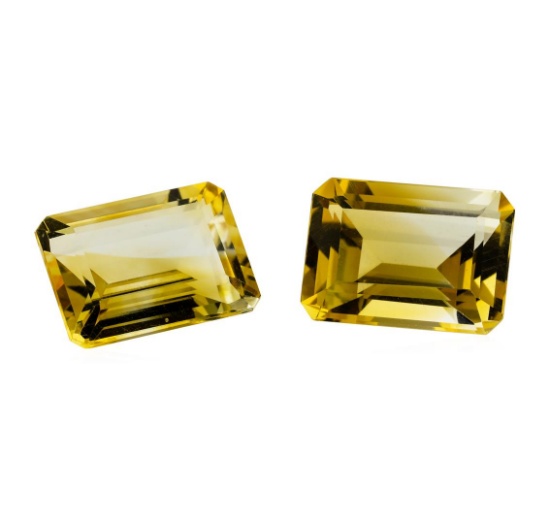 13.38 ctw.Natural Emerald Cut Citrine Quartz Parcel of Two