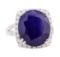 15.10 ctw Sapphire and Diamond Ring - 14KT White Gold