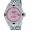 Rolex Ladies Stainless Steel Pink Diamond & Sapphire Datejust Wristwatch