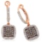 14k Rose Gold  0.73CTW Diamond and Brown Diamonds Earrings