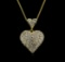 0.95 ctw Diamond Heart Pendant With Chain - 14KT Yellow Gold