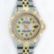 Rolex Ladies 2 Tone 14K MOP Emerald & Pyramid Diamond Diamond Datejust Wriswatch