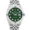 Rolex Mens Stainless Steel Diamond Lugs Green Diamond & Emerald Datejust Wristwa