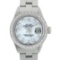 Rolex Ladies Stainless Steel MOP Diamond 18K Gold Bezel Datejust Wristwatch