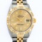Rolex Mens 2 Tone 14K Champagne Diamond Pyramid Bezel Datejust Wristwatch