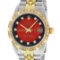 Rolex Mens 2 Tone 14K Red Vignette Pyramid Diamond Datejust Wristwatch
