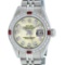 Rolex Ladies Stainless Steel Yellow MOP Diamond & Ruby Datejust Wristwatch