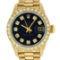 Rolex Ladies 18K Yellow Black Diamond President Wristwatch With Rolex Box & Appr