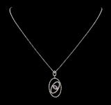 0.25 ctw Morganite and Diamond Pendant With Chain - 14KT White Gold