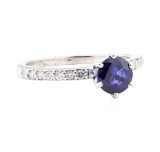 1.40 ctw Sapphire and Diamond Ring - 14KT White Gold