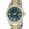 Rolex Mens 2 Tone 14K Blue MOP Diamond 36MM Datejust Wristwatch