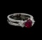 1.25 ctw Ruby and Diamond Ring - 18KT White Gold