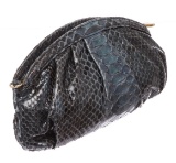 MCM Navy Blue Python Snakeskin Clutch Bag