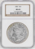 1886 $1 Morgan Silver Dollar Coin NGC MS65