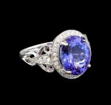 14KT White Gold 6.59 ctw Tanzanite and Diamond Ring