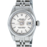 Rolex Ladies Stainless Steel Silver Index 26MM Quickset Datejust Wristwatch