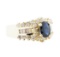 2.95 ctw Blue Sapphire And Diamond Ring - 14KT Yellow Gold