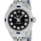 Rolex Ladies Stainless Steel Black Diamond & Channel Sapphire Datejust Wristwatc