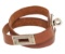 Hermes Brown Leather Palladium Plated Kelly Choker Necklace