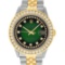 Rolex Mens 2 Tone Green Vignette String VS 3 ctw Channel Set Diamond Datejust Wr