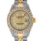 Rolex Ladies 2 Tone 14K Champagne String Diamond Datejust Wristwatch