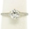 Etched 14k TT Gold .80 ctw European Cut Diamond Solitaire Engagement Ring