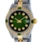 Rolex Ladies 2 Tone Green Vignette Diamond Datejust Wristwatch