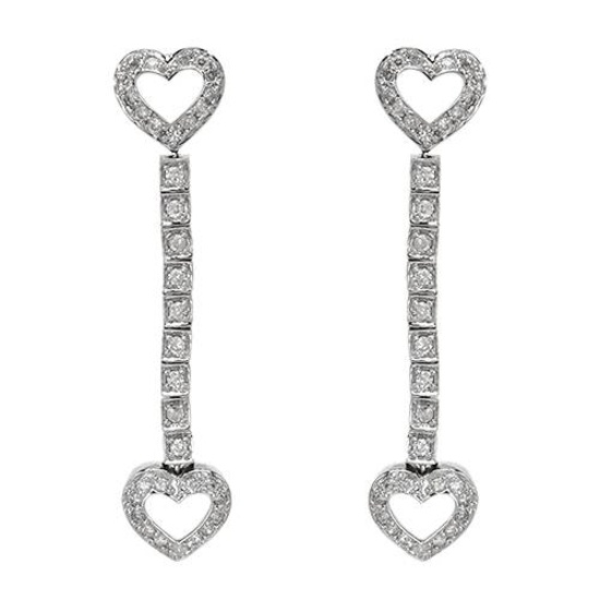 14k White Gold 0.92CTW Diamond Earrings, (SI3/G-H)