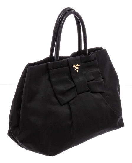 Prada Black Nylon Tessuto Fiocco Bow Tote Bag
