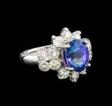 14KT White Gold 4.14 ctw Tanzanite and Diamond Ring