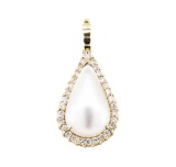 0.80 ctw Diamond and Mother of Pearl Pearl Enhancer - 14KT Yellow Gold