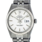 Rolex Mens Stainless Steel 36MM Silver Index Datejust Wristwatch