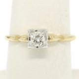 14K Yellow & White Gold Illusion Prong Set 0.25 ctw Diamond Solitaire Ring