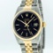Rolex Mens 2 Tone 14K Black Tapestry Index 36MM Datejust Wristwatch With Rolex B