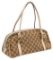Gucci Beige GG Canvas Leather Double Handle Shoulder Bag