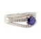 1.67 ctw Blue Sapphire And Diamond Ring - 18KT White Gold