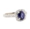2.06 ctw Blue Sapphire And Diamond Ring - 14KT White Gold
