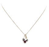0.40 ctw Ruby and Diamond Pendant with Chain - 14KT White Gold