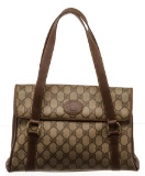 Gucci Brown GG Supreme Leather Vintage Tote Bag